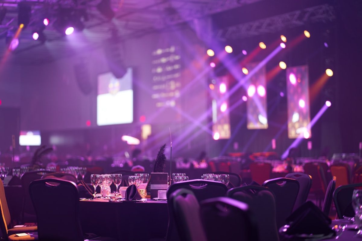Corporate reception venue set for a casino-themed evening in Wellington
