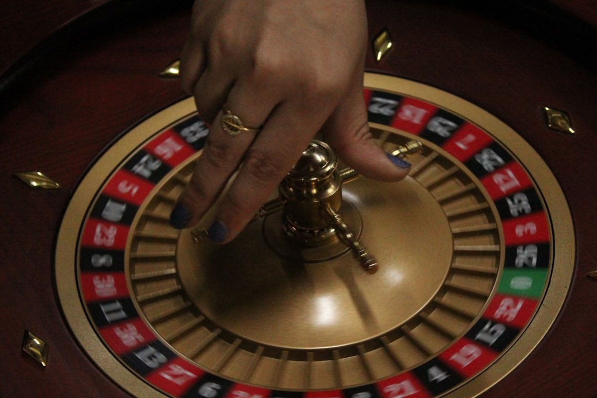 Close-up of a roulette wheel spun by a professional event host